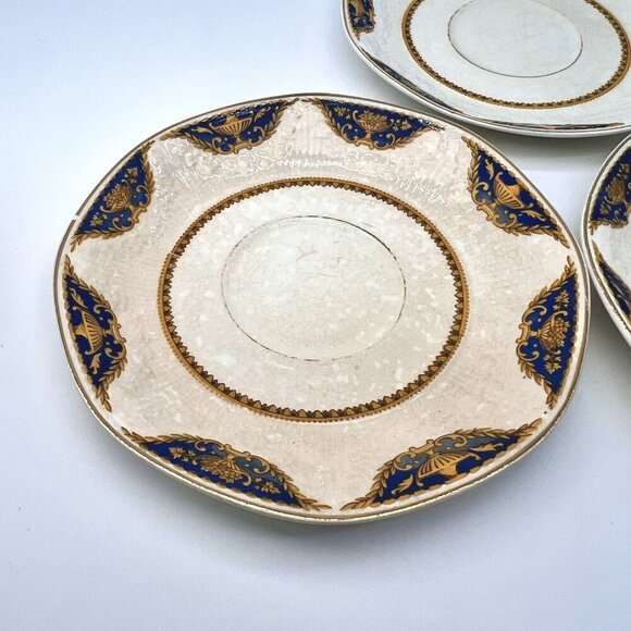 Vintage J&G Meakin England Blue & Gold Decorative Saucers Set Of 3 - Picture 5 of 11